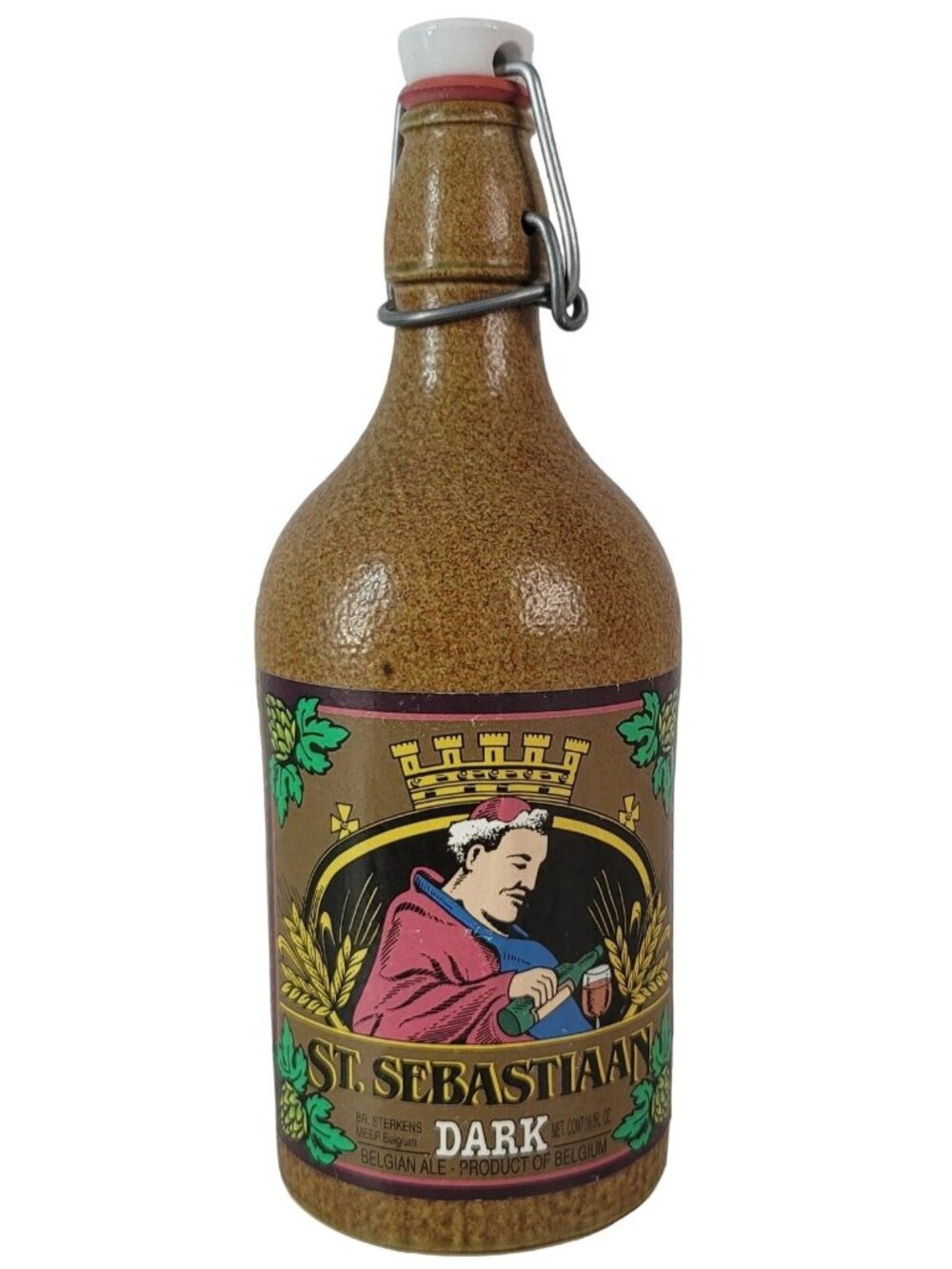 St. Sebastiaan Beer Bottle Swing Top Dark Belgiam Ale 16oz Stoneware Breweriana